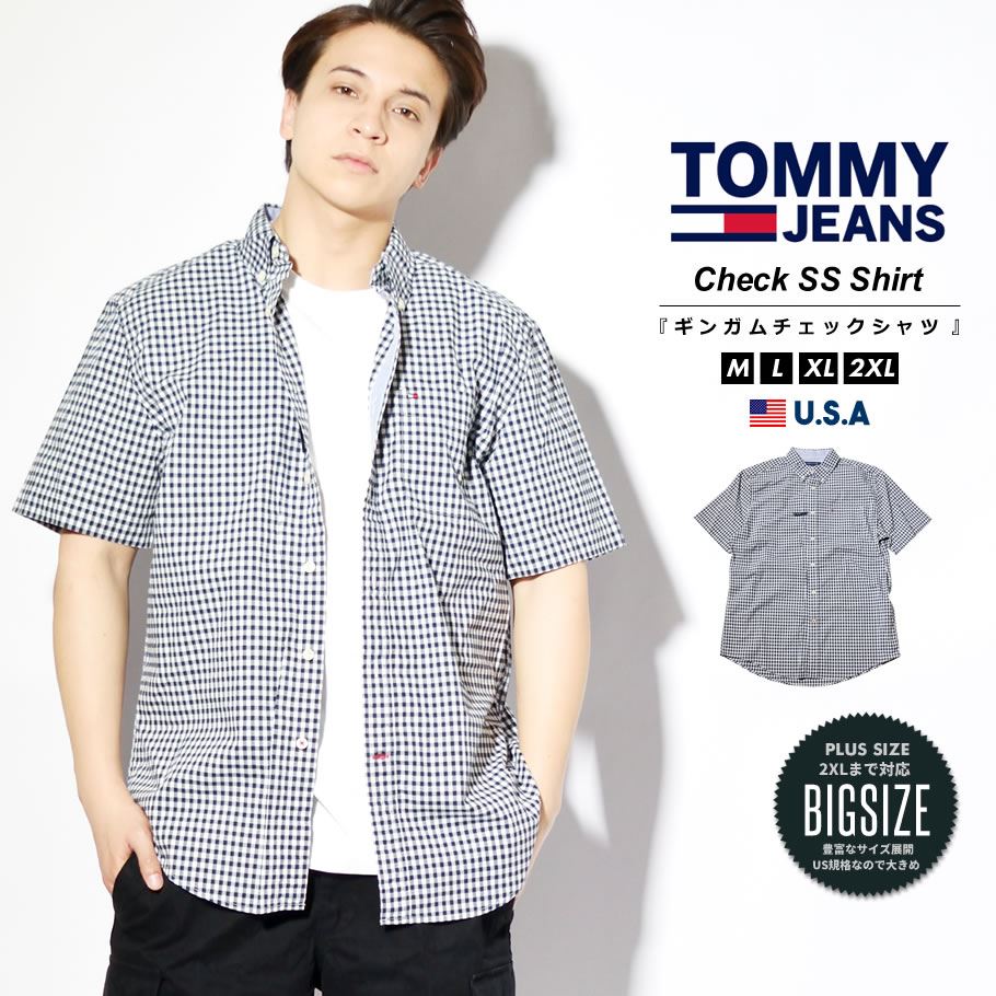 トミーヒルフィガー Tommy Hilfiger チェックシャツ ブラウス メンズ 半袖 ボタンダウン 柄 ブランド 大きめ Classic Fit Essential Check Shirt 78j2331 ファッション メンズ カジュアル ストリート系 B系ファッション 通販