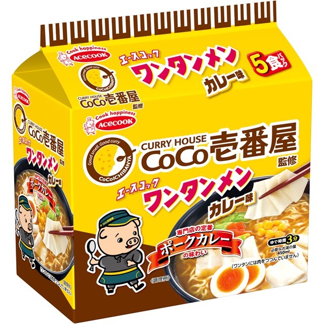 （袋）ワンタンメン　CoCo壱番屋監修　カレー味　5食パック