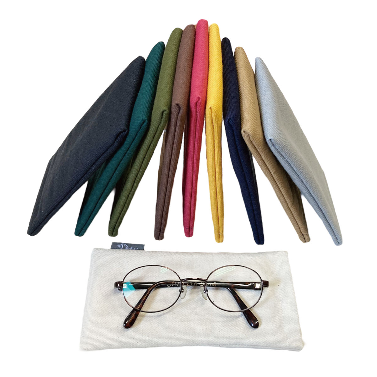 UPCYCLE 帆前掛け生地使用 メガネケース / ワンタッチ開閉 メンズ レディース【全12色】　クロネコゆうパケット可