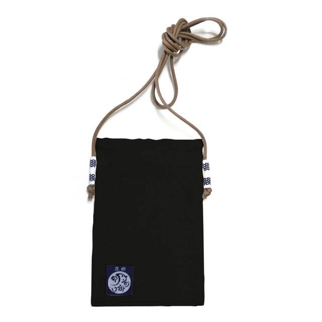 【UPCYCLE】帆前掛け生地 スマホショルダー 商品サイズ: 12.5×18.5cm/黒