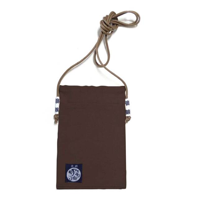 【UPCYCLE】帆前掛け生地 スマホショルダー 商品サイズ: 12.5×18.5cm/栗皮