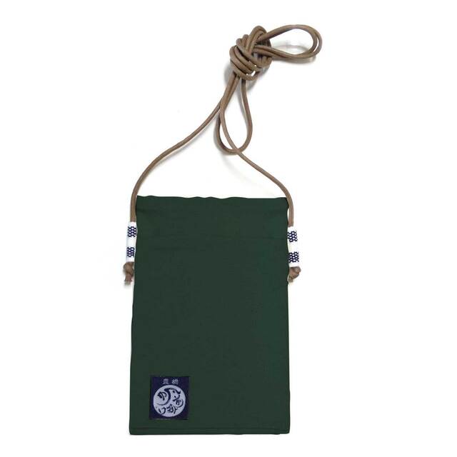 【UPCYCLE】帆前掛け生地 スマホショルダー 商品サイズ: 12.5×18.5cm/緑