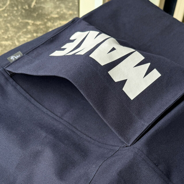 UPCYCLE豊 橋帆前掛け生地エプロン　前ポケット付 MAKEポケット内側