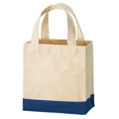 キャンバススクエアトート カラーボトム (XS) ミッドナイトブルー 約160×165×80mm 2L