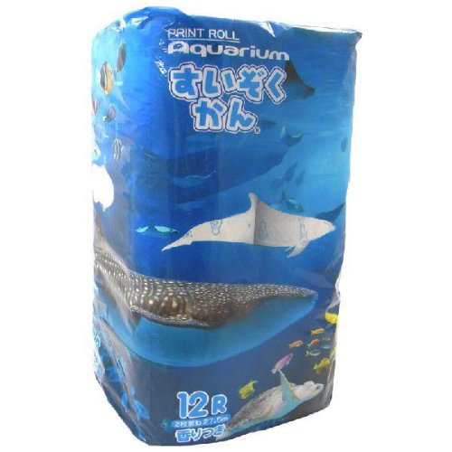 【送料別】 プリント トイレットペーパー 2枚重ね 12Rパック かわいい水の生き物 すいぞくかん柄 トイレットペーパー 12ロール (ダブル)
