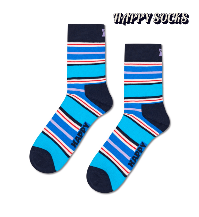 Happy Socks(ハッピーソックス)/ショート丈ソックス（マルチストライプ BU）