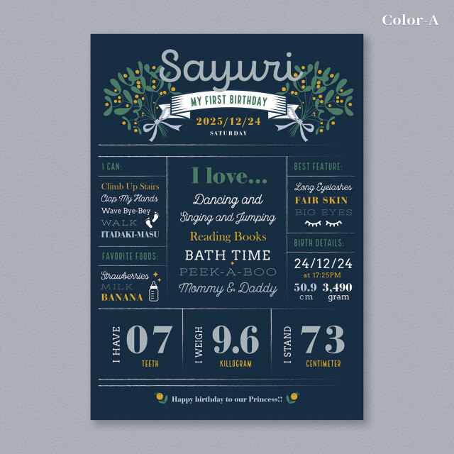 1歳のバースデーポスター My First Birthday Poster Design Mimosa 1歳のバースデーポスター My First Birthday Poster Design Mimosa