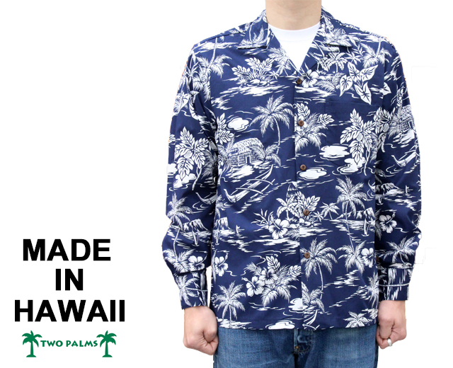 トゥーパームス アロハシャツ 長袖 ハワイ製