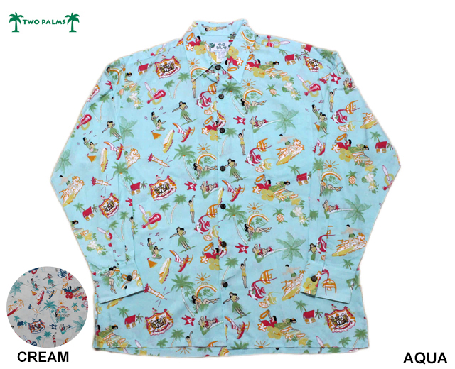 TWOPALMS トゥーパームス 長袖アロハシャツ ハワイ製