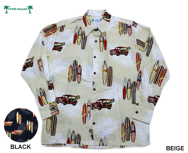 TWOPALMS トゥーパームス 長袖アロハシャツ ハワイ製