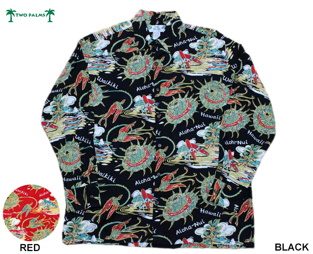 TWOPALMS トゥーパームス 長袖アロハシャツ ハワイ製