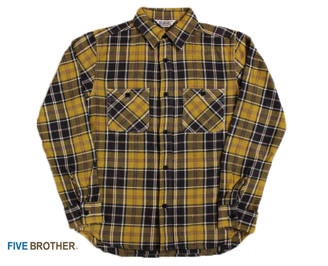 FIVE BROTHER/ファイブブラザー ヘビーネルシャツ マスタード 黄