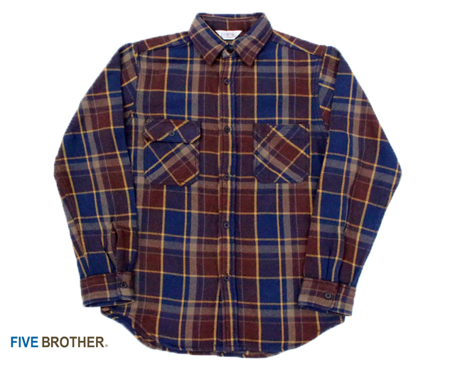FIVEBROTHER ネルシャツ 70's FIVE BROTHER ネルシャツ USA製 黒×白×青 70's FIVEBROTHER