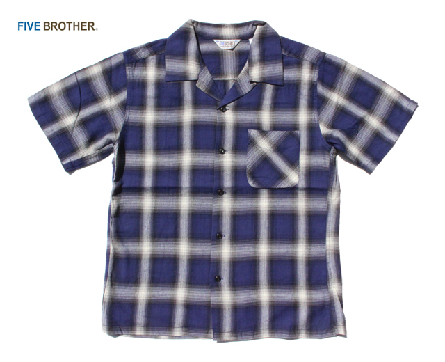 FIVE BROTHER 半袖 オンブレチェックシャツ FIVEBROTHER FIVE BROTHER ファイブブラザー オンブレチェック