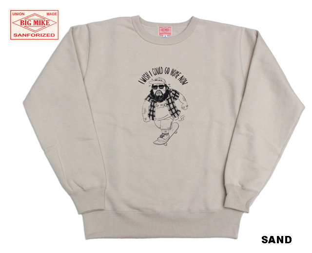BIG MIKE ビッグマイク アメカジ メンズ スウェット トレーナー 裏起毛 スケート 「SKATE OJISAN」 アメカジ 102118002