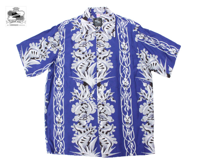 Kona Bay Hawaii コナベイハワイ アロハシャツ フラワーボーダー