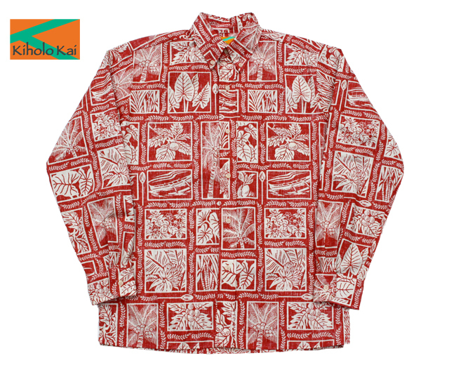 キホロカイ 長袖アロハシャツ