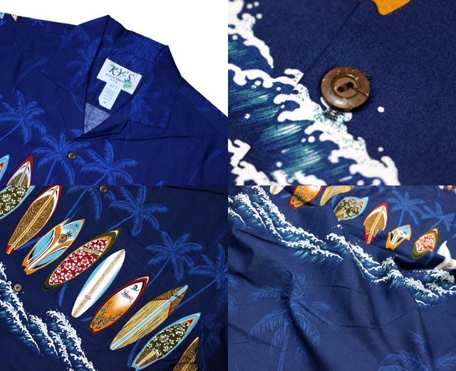 KY'S アロハシャツ Surf Board Chest Band サーフボード ハワイ製
