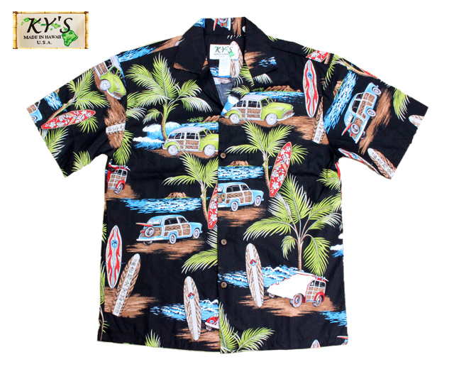 KY'S アロハシャツ Woody Surfboa ウッディー サーフボード ハワイ製