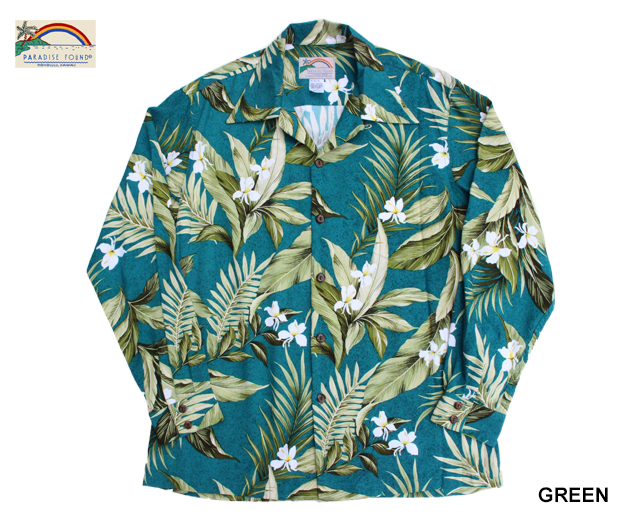 Paradise Found パラダイスファウンド 長袖 アロハシャツ L/S WHITE