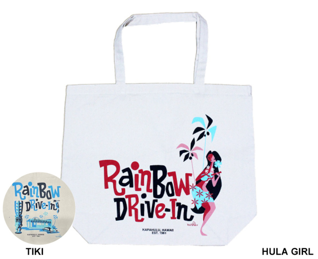 Rainbow DRIVE-IN BY Mookie Sato HULA GIRLトートバッグ ハワイアン