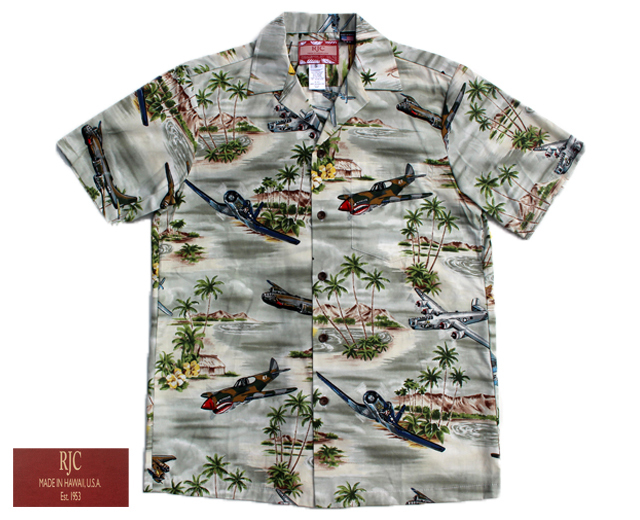 RJC/ロバート・J・クランシー アロハシャツ ハワイ製 戦闘機 飛行機