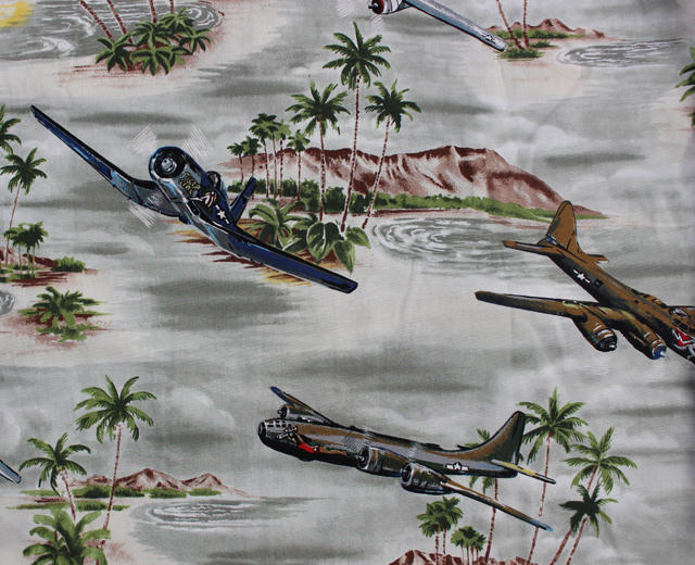 RJC/ロバート・J・クランシー アロハシャツ ハワイ製 戦闘機 飛行機