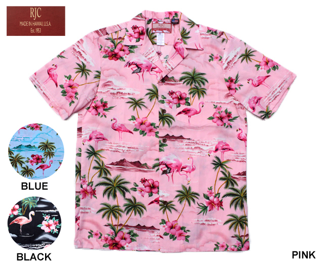 RJC ロバート・J・クランシー アロハシャツ フラミンゴ＆ハイビスカス