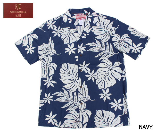 RJC ロバート・J・クランシー アロハシャツ ハワイ製 モンステラ 青