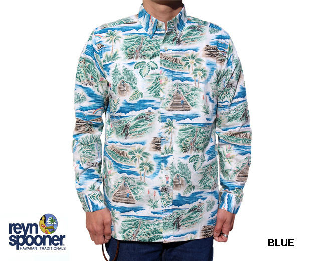 Reyn Spooner レインスプーナー 長袖 アロハシャツ ハイキング L/S