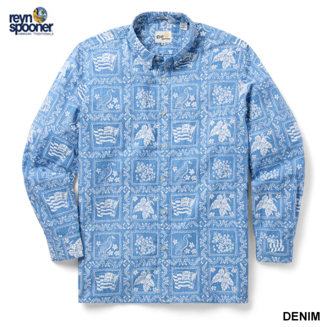 ReynSpooner レインスプーナー 長袖ラハイナセーラー アロハシャツ