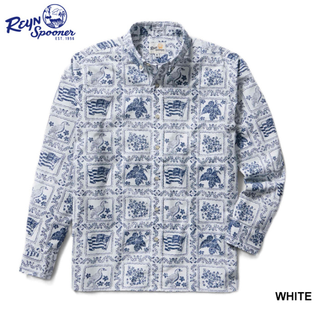 ReynSpooner レインスプーナー 長袖アロハシャツ ラハイナセーラー