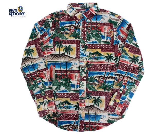 REYN SPOONER レインスプーナー 2018 長袖ボタンダウンシャツ L Reyn Spooner レインスプーナー アロハシャツ 長袖 ハワイアン