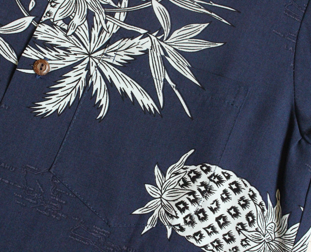 ハワイ直輸入TwoPalmsアロハシャツ[パイナップルマップブラック] 新品L TWO PALMS - Hawaiian Shirt / Rayon WILD PINEAPPLE （正規取扱