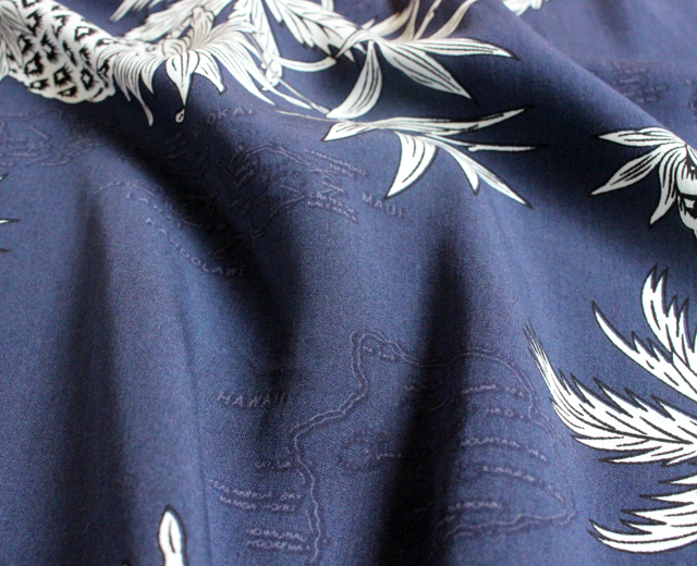 ハワイ直輸入TwoPalmsアロハシャツ[パイナップルマップブラック] 新品L TWO PALMS - Hawaiian Shirt / Rayon WILD PINEAPPLE （正規取扱