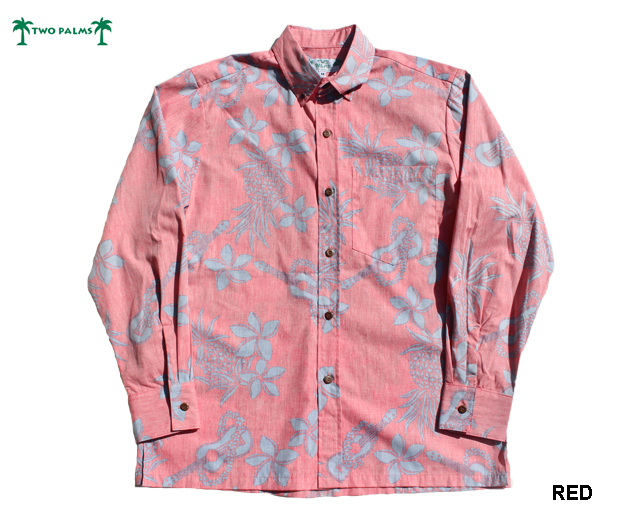 トゥーパームス 長袖 アロハシャツ ハワイ製