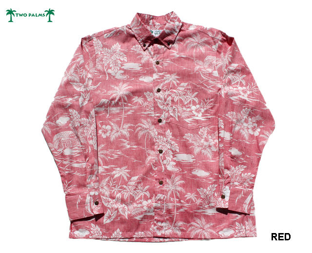 TWO PALMS トゥーパームス 長袖 アロハシャツ リバースプリント