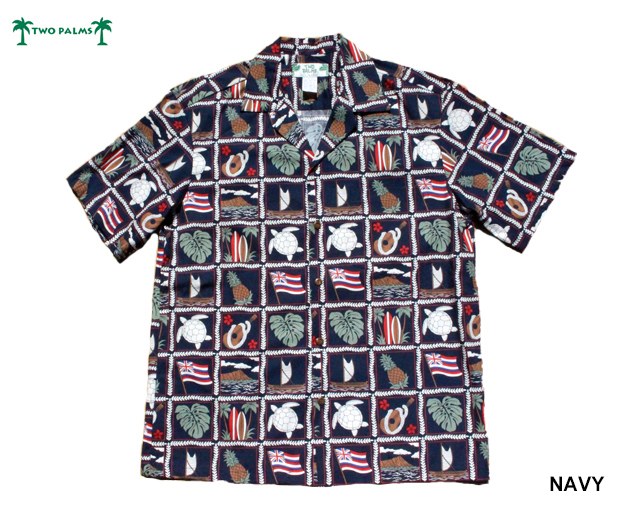TWOPALMS アロハ　新品　シャツ TWO PALMS トゥーパームス アロハシャツ Flag フラッグ ハワイ製