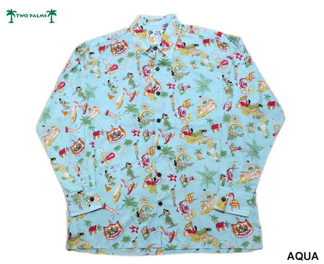 TWOPALMS アロハシャツ L 2枚 TWOPALMS トゥーパームス 長袖アロハシャツ L/S Vintage Aloha ハワイ