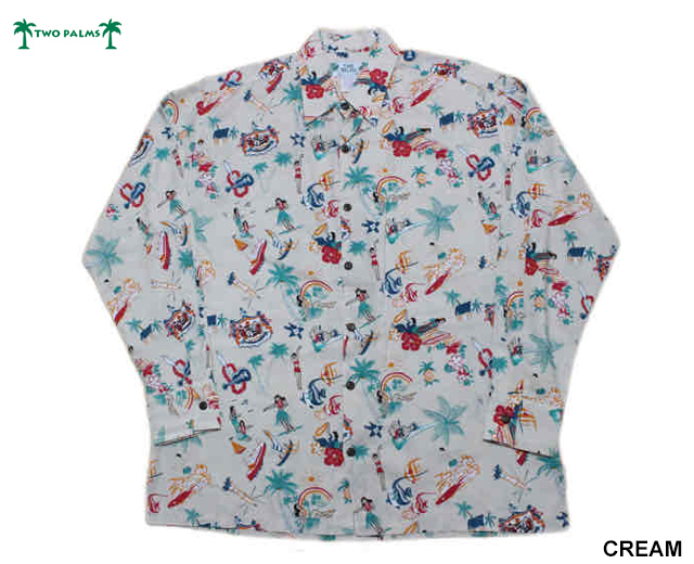 TWOPALMS トゥーパームス 長袖アロハシャツ ハワイ製