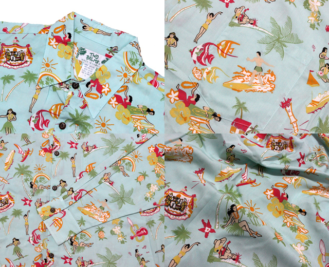 TWOPALMS トゥーパームス 長袖アロハシャツ ハワイ製