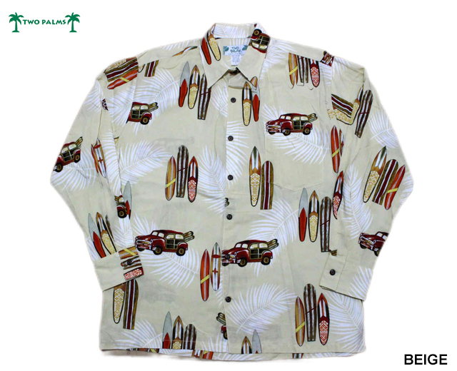 TWOPALMS トゥーパームス 長袖アロハシャツ ハワイ製