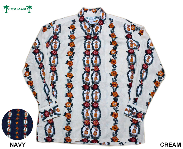 TWOPALMS トゥーパームス 長袖アロハシャツ ハワイ製