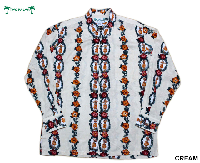 TWOPALMS トゥーパームス 長袖アロハシャツ ハワイ製