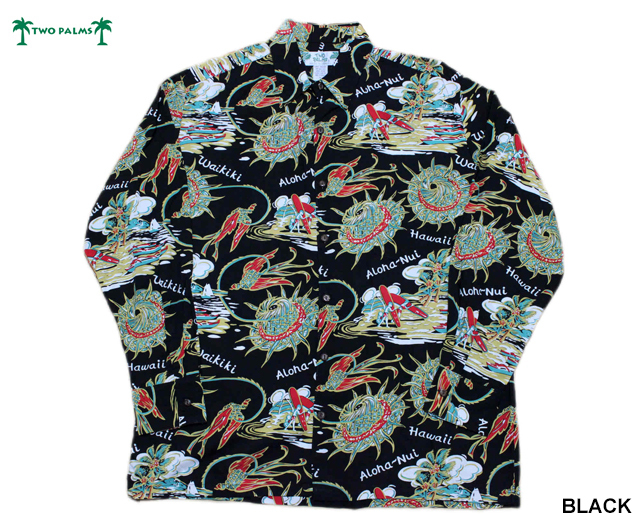 TWOPALMS トゥーパームス 長袖アロハシャツ ハワイ製