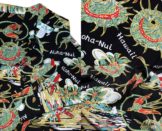 TWOPALMS トゥーパームス 長袖アロハシャツ L/S Hula Hat ハワイ製