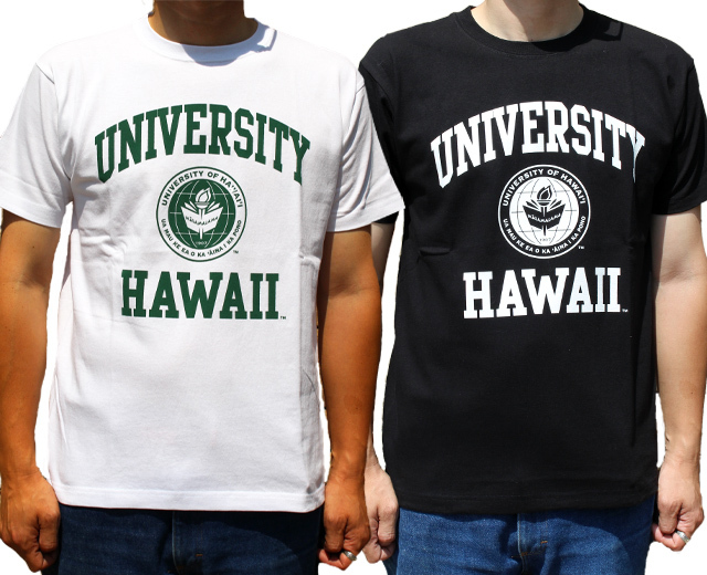 ハワイ大学 半袖Tシャツ「UH Tee」アメカジ 白 ホワイト 黒 ブラック