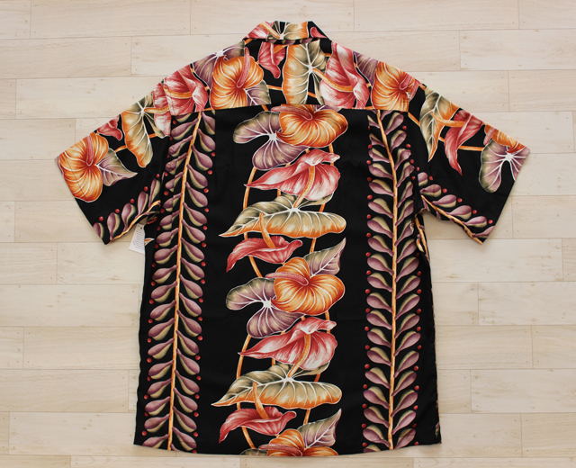 カラカウア アロハシャツ ハワイ製 アンスリウム 黒 通販専門店 デロ