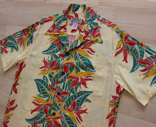 カラカウア　アロハシャツ　ヘリコニア