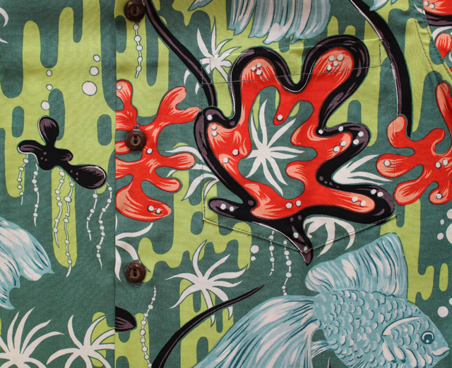 カラカウア　アロハシャツ　金魚